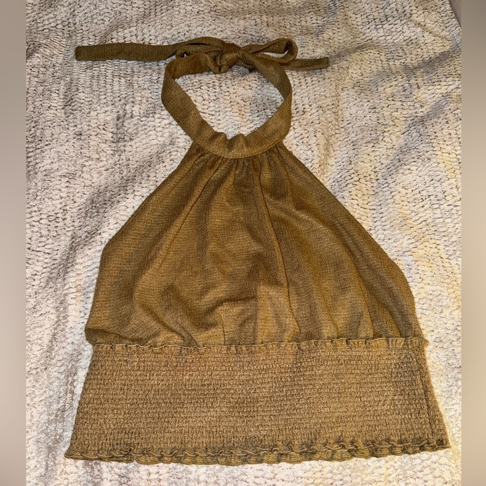 💥💥SAlE!!💥💥 Free People brown halter tie high neck top slightly cropped
